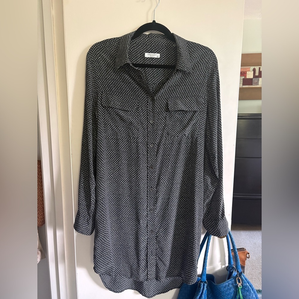 Equipment Black & White Patterned Button-Down Dress